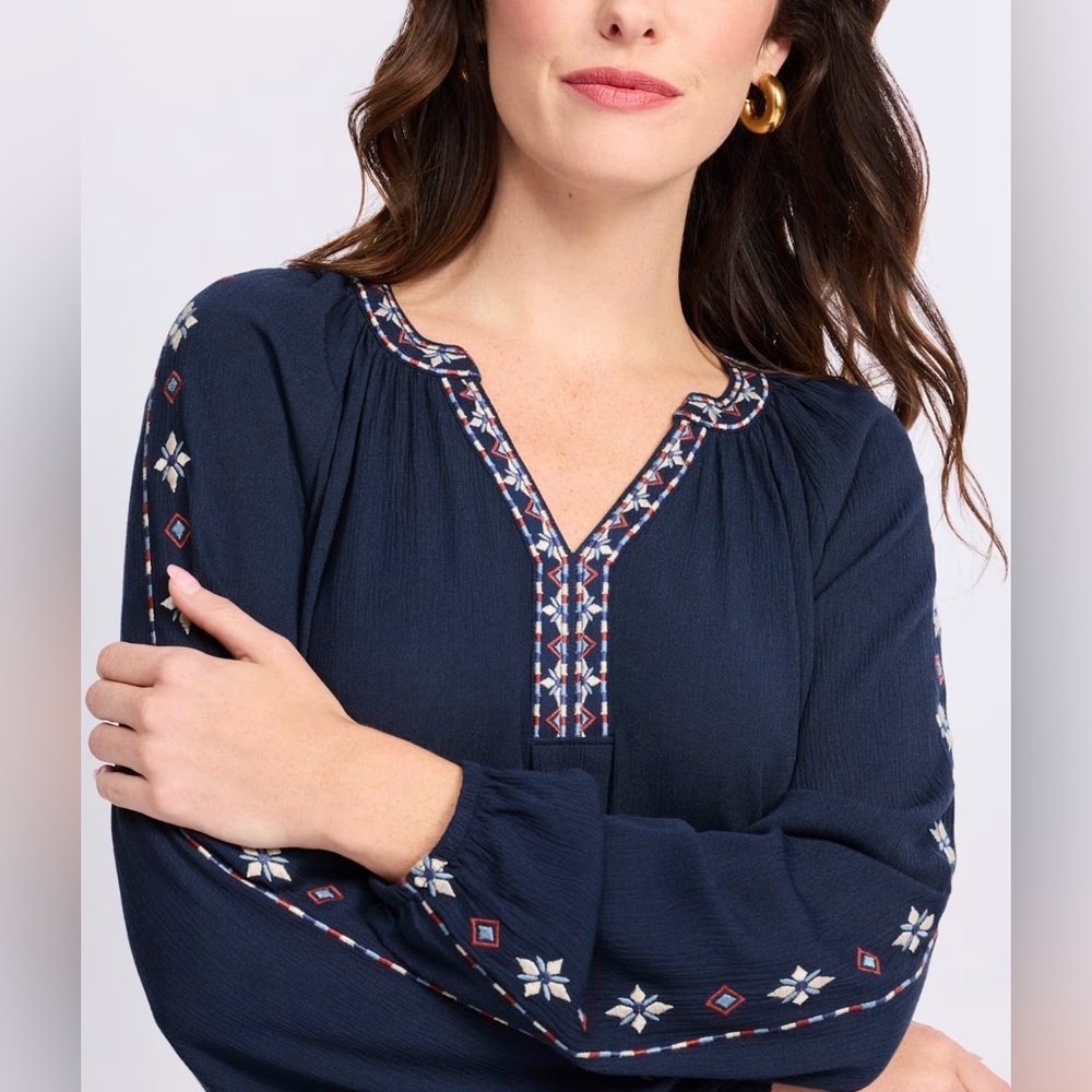 MARKET & SPRUCE Indy Embroidery Blouse - M - Picture 2 of 10